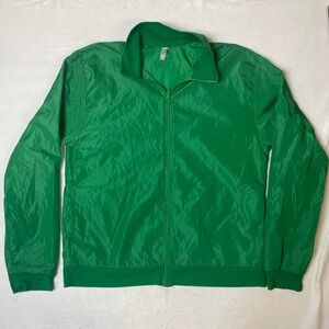 American Apparel XL Green Nylon Full Zip Track Jacket Lightweight‎